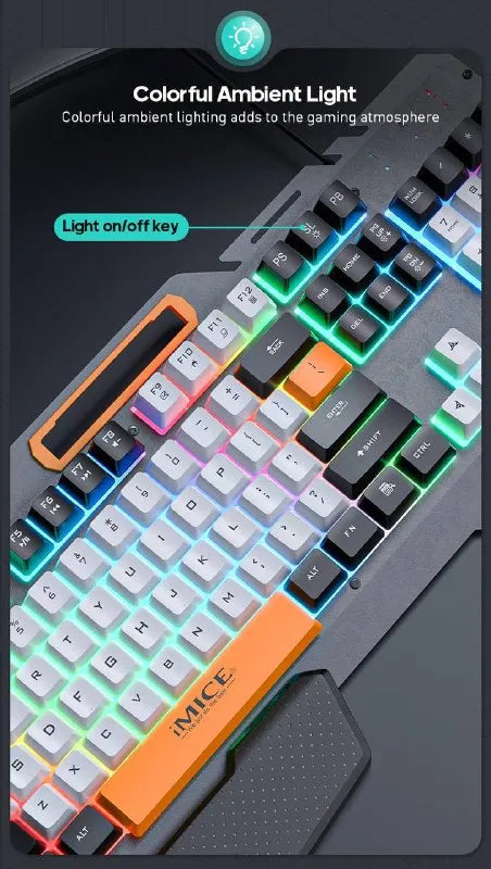 iMICE GK-450 Pro Ensemble Gaming 4-en-1 Complet – Clavier, Souris, Casque et Tapis, pour Expérience de Jeu Immersive