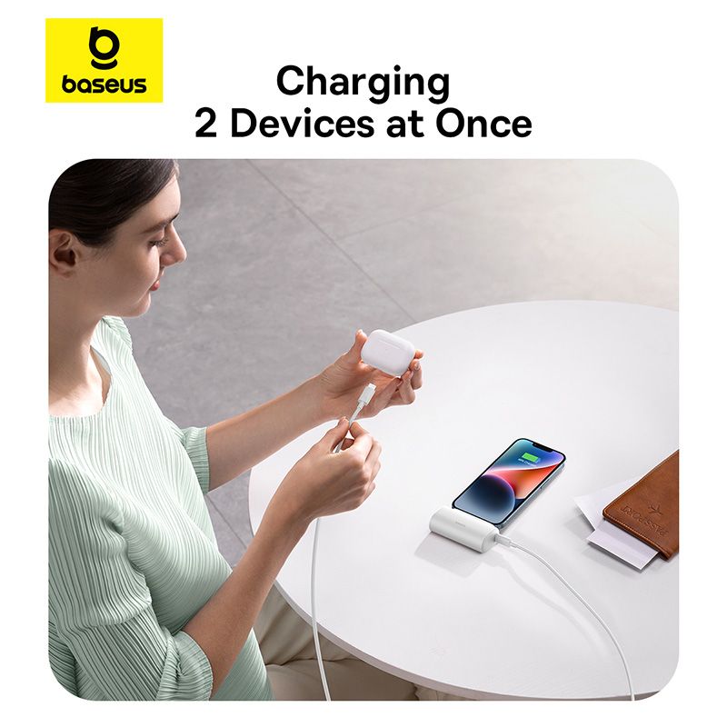Baseus Compact Power Bank iPhone Edition 20W Charge Rapide 5000mAh – Blanc – P10068307213-00