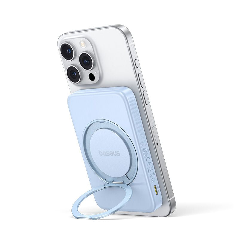 Baseus PicoGo Power Bank Magnétique Qi2 5000mAh 20W avec Support Rotatif – Bleu – P10076800313-00