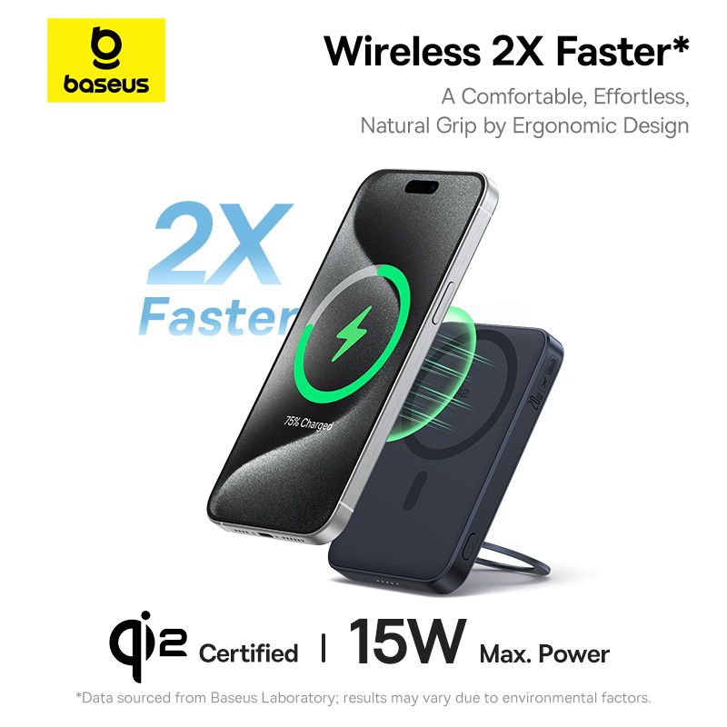 Baseus Power Bank Magnétique ( PicoGo ) Qi2 5000mAh 20W avec Support Rotatif – Noir – (P10076802123-00)