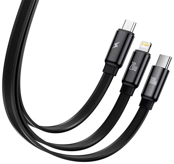 Cable Baseus 3-in-1 TYPE-C to USB-C / Lightning / Micro 100W 1.7m -Black-caqy000001