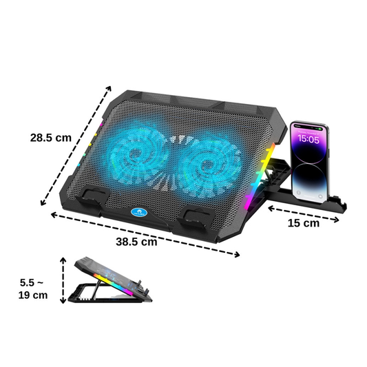 MIKUSO NCP-218 RGB – Support de Refroidissement pour PC Portable 17