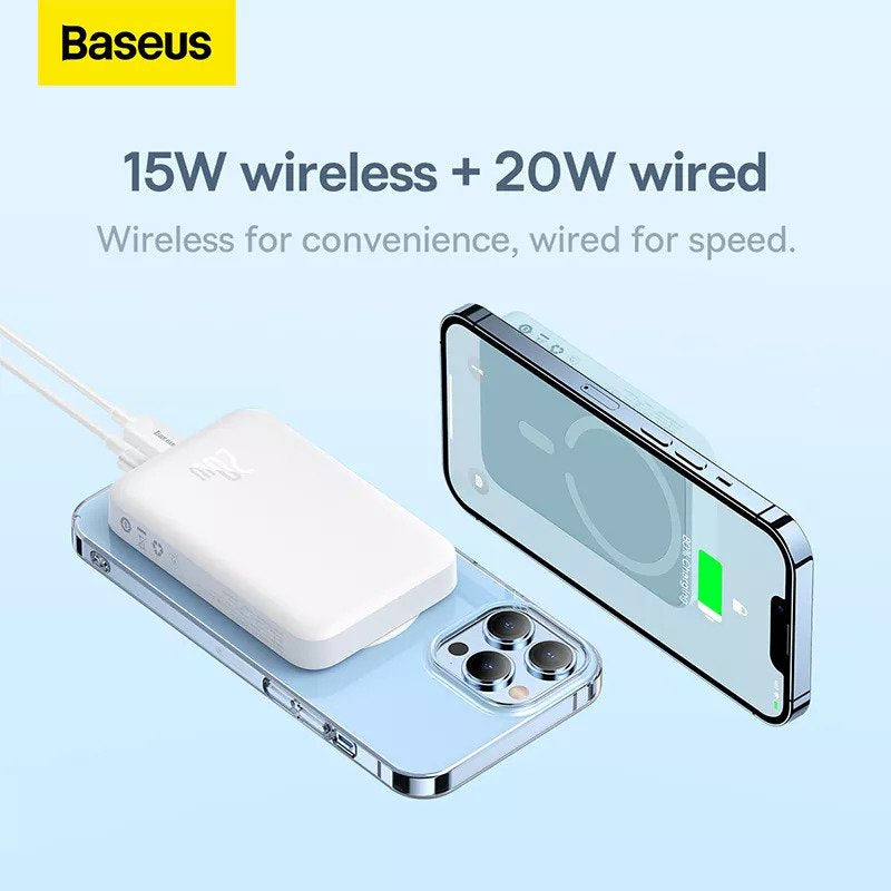 Baseus Magnetic Mini Wireless Fast Charge Power Bank iP Edition 10000mAh 20W – Blanc – P10022109223-00