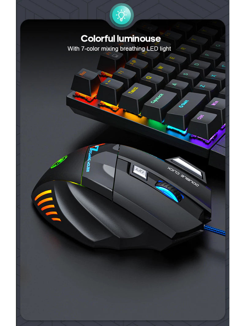 Kit Gaming 4 en 1 MICE GK-450 Filaire – Clavier Suspendu Lumineux, Souris PUBG, Casque Audio, Tapis de Souris