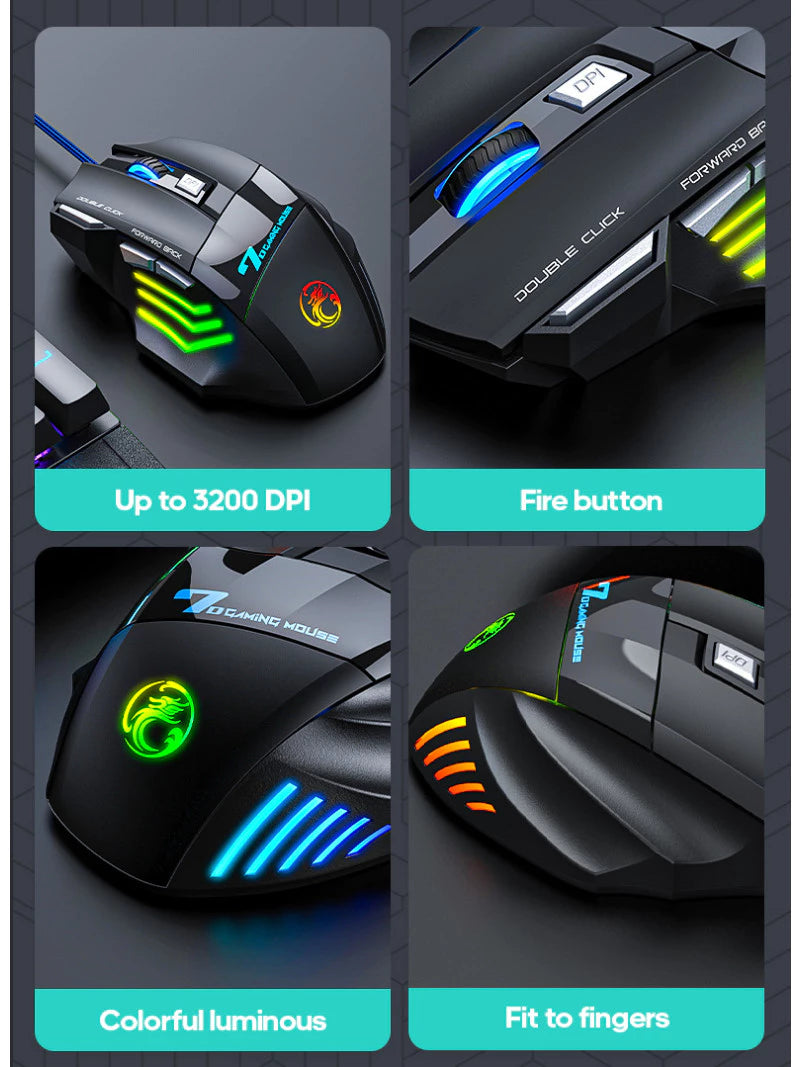 Kit Gaming 4 en 1 MICE GK-450 Filaire – Clavier Suspendu Lumineux, Souris PUBG, Casque Audio, Tapis de Souris