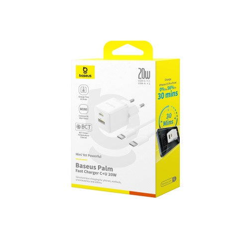 Baseus Palm Chargeur Rapide 2 Ports C+U 20W + Cable C 60W – P10111608213-01