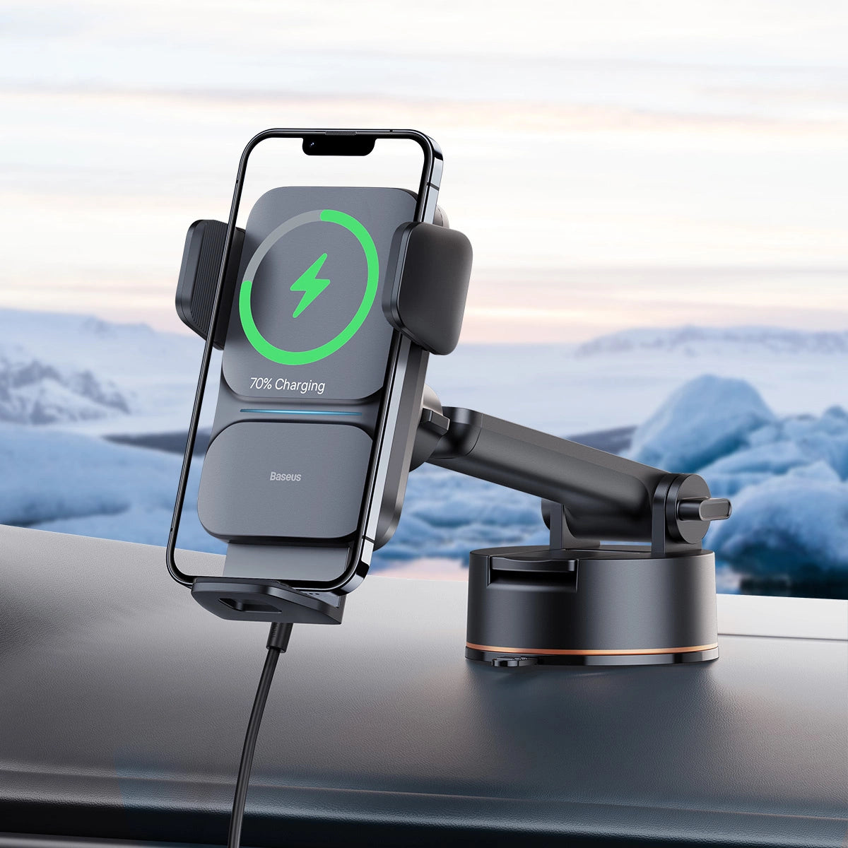 Baseus Chargeur sans fil pour support de voiture à alignement automatique 15W Noir (1-CGZX000101)
