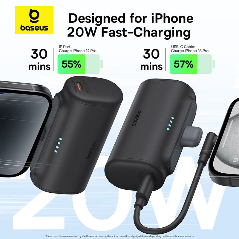 🔋 Baseus Compact Power Bank iPhone Edition 20W 5000mAh – Noir - P10068307113-00