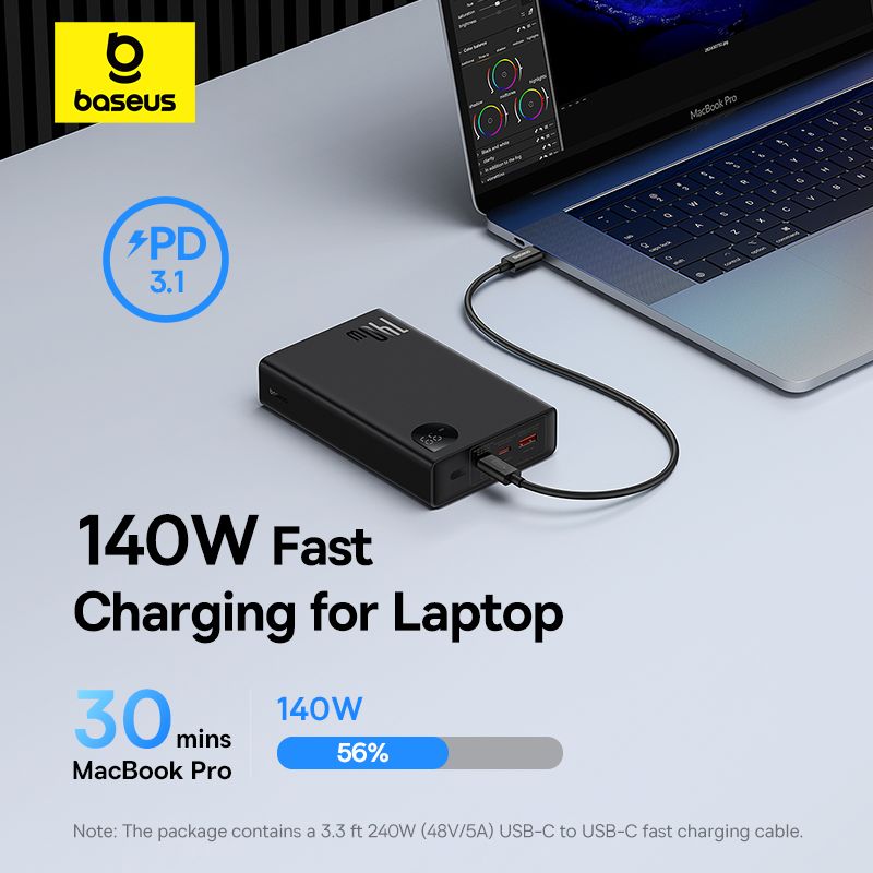 Baseus Adaman Power Bank 140W Charge Rapide 22800mAh avec Écran Digital – P10021508113-00
