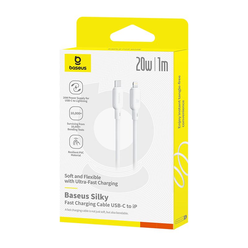 Baseus Silky Series Câble de Charge Rapide 1m USB-C vers Lightning iPhone 20W – P10377700213-00