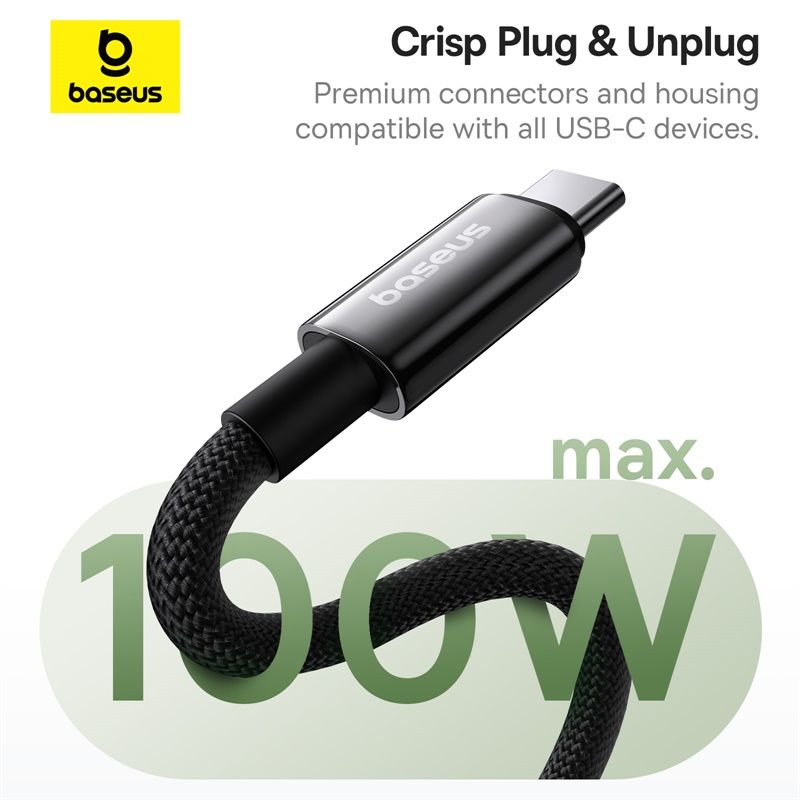 Baseus Tungsten Gold Câble 100W Magnétique 1m USB-C vers USB-C – Noir – P10319805111-00