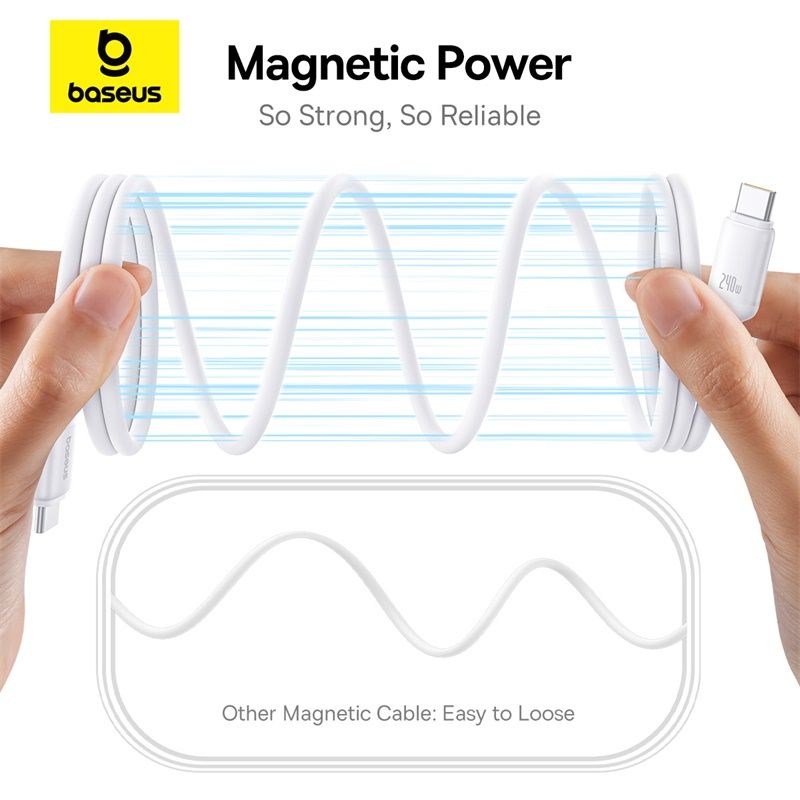 Baseus PicoGo Câble 240W Magnétique USB-C vers USB-C 1m en Silicone Liquide – P10376800211-00